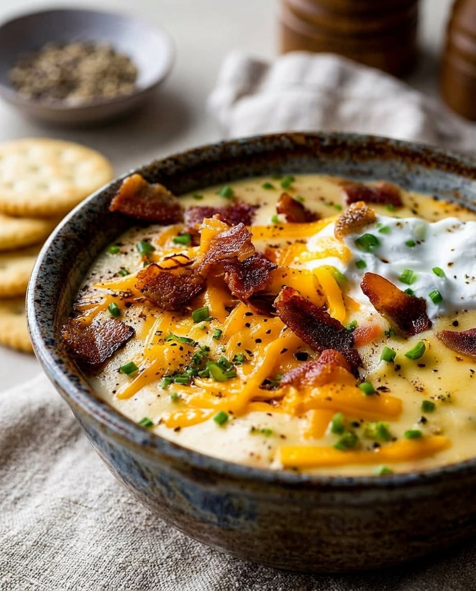 Finished Crock Pot Baked Potato Soup (So Creamy!)