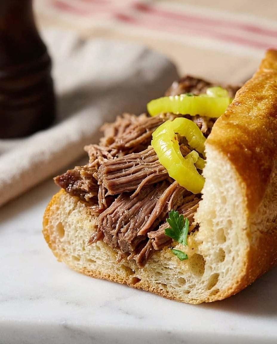 Homemade Crock Pot Italian Beef Sandwiches