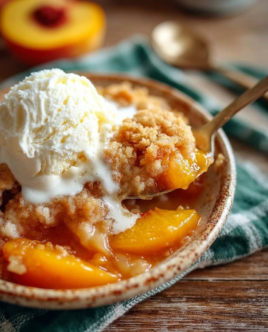 Finished Crock Pot Peach Cobbler in 3 Ingredients