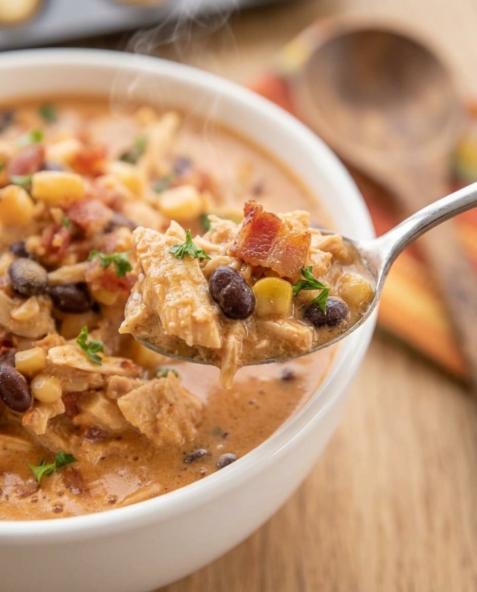 Finished Crock Pot White Chicken Chili with Cream Cheese