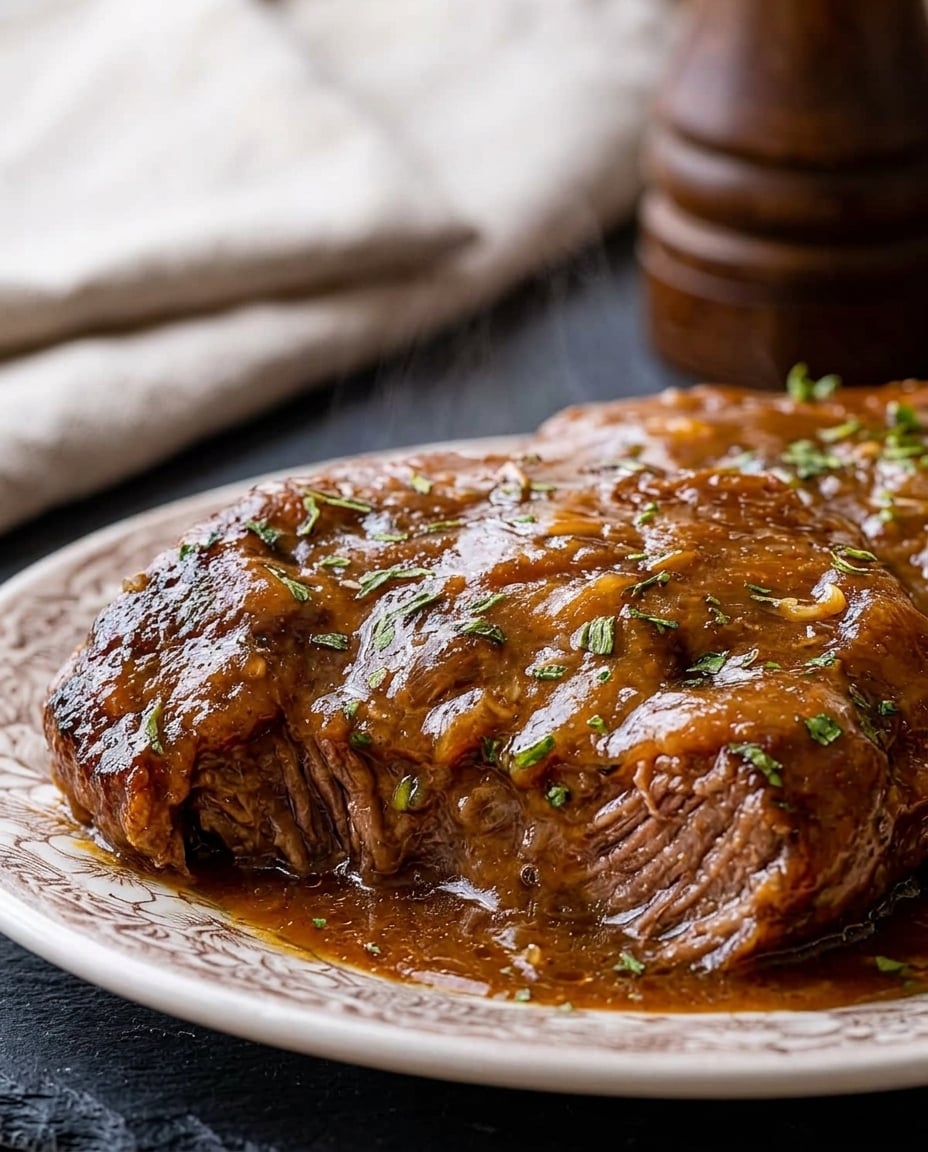Finished Crock Pot Bucket Steak with Gravy