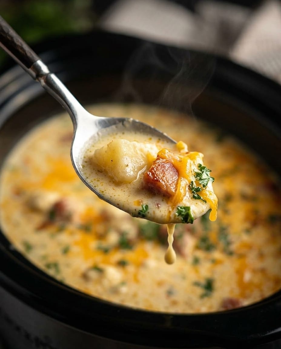 Finished Crock Pot Ham and Potato Soup That Delivers