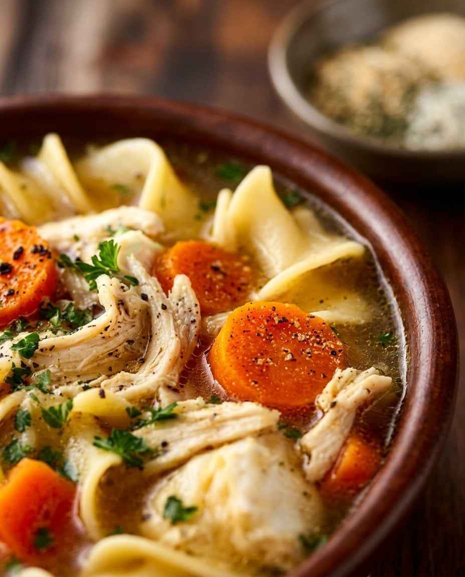 Finished Crock Pot Ranch Chicken Noodle Soup
