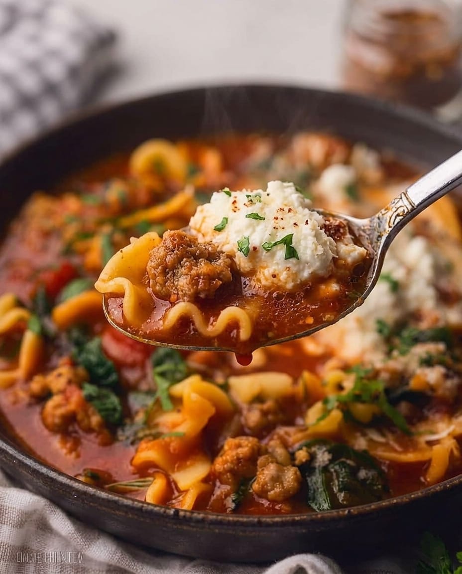 Finished Lasagna Soup Crock Pot Recipe (So Easy!)