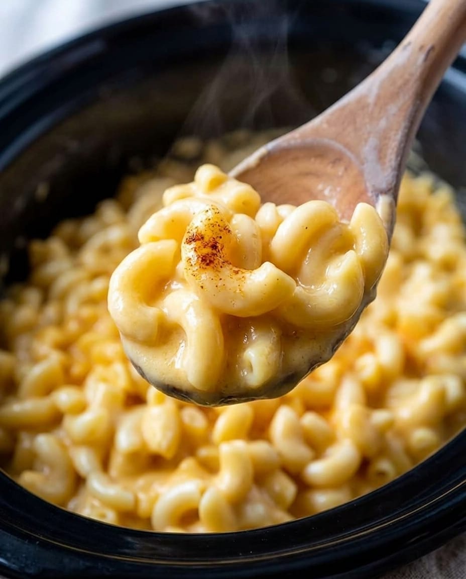 Finished Paula Deen Crock Pot Mac and Cheese