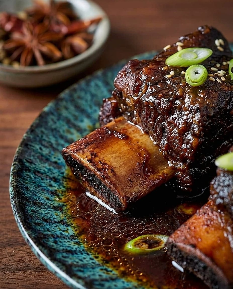 Finished Slow Cooker Korean Short Ribs That Melt