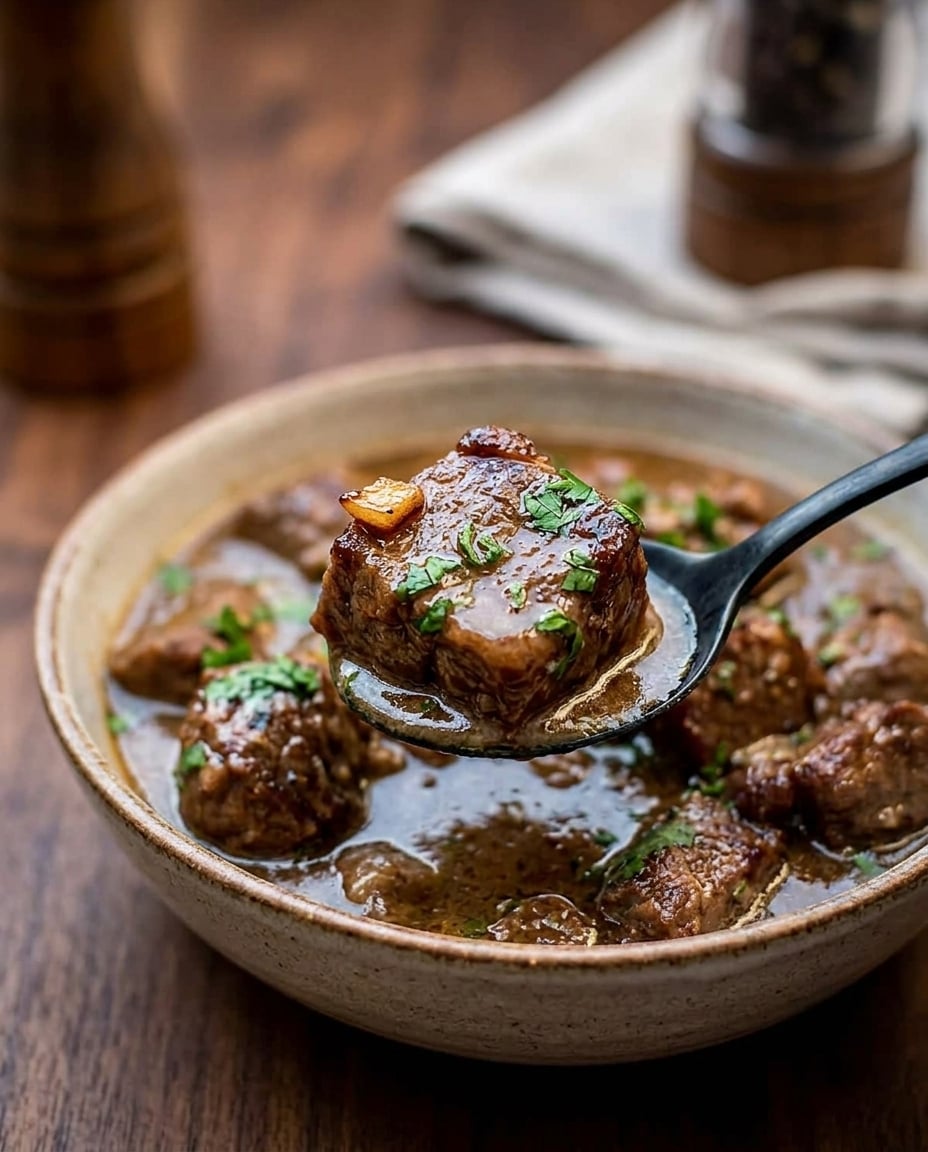 Slow Cooker Beef Tips and Gravy Recipe ready to eat