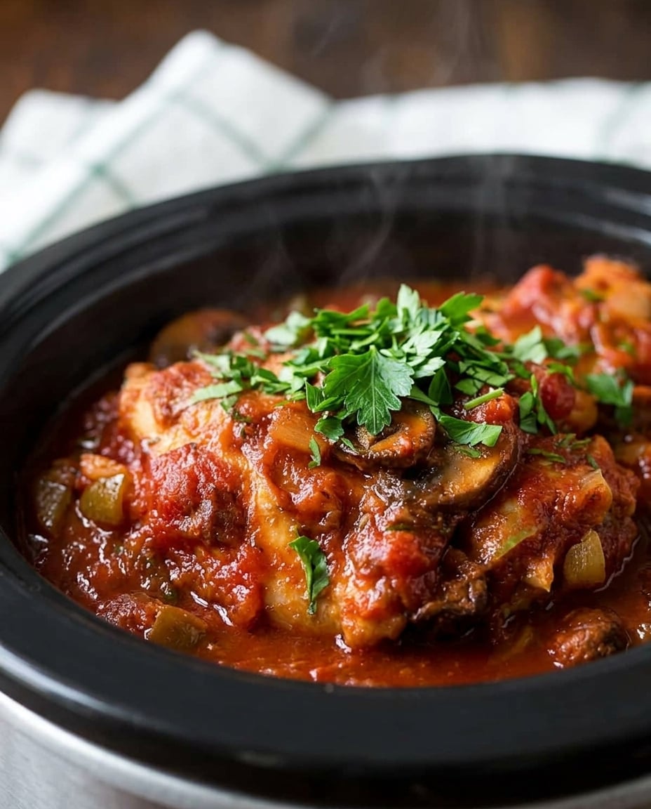 Slow Cooker Chicken Cacciatore served