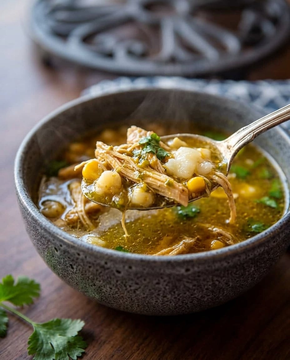 Slow Cooker Green Chicken Chili Recipe close-up