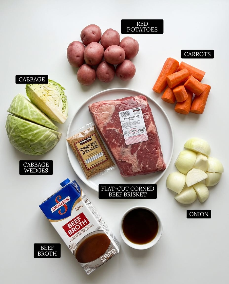 Ingredients for Corned Beef in Crock Pot Fall Apart Tender
