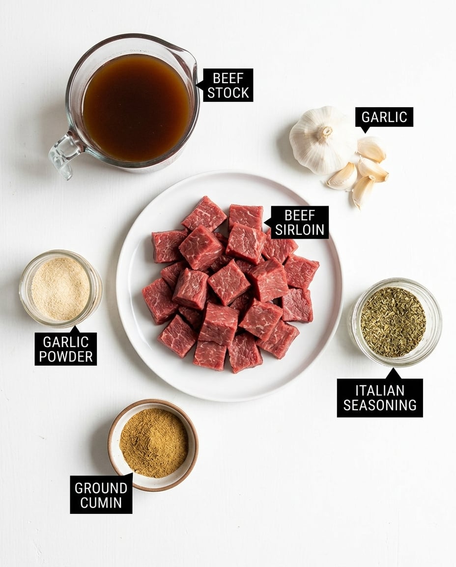 Crock Pot Beef Tips and Rice Recipe recipe ingredients
