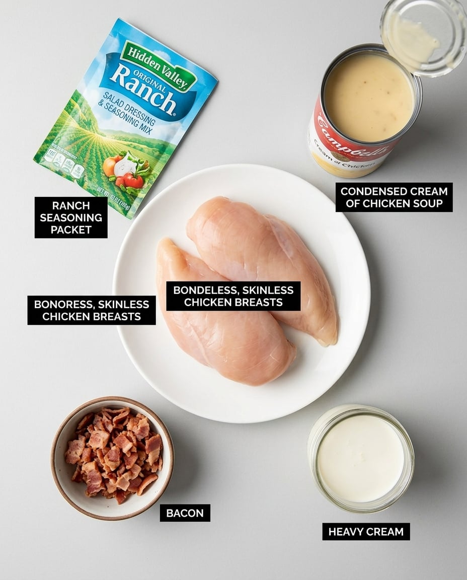Ingredients for Crock Pot Ranch Chicken Noodle Soup