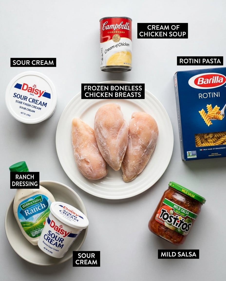 Crock Pot Ranch Chicken Pasta ingredients