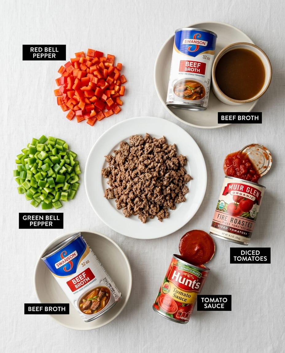 Ingredients for Crock Pot Stuffed Pepper Soup That Works