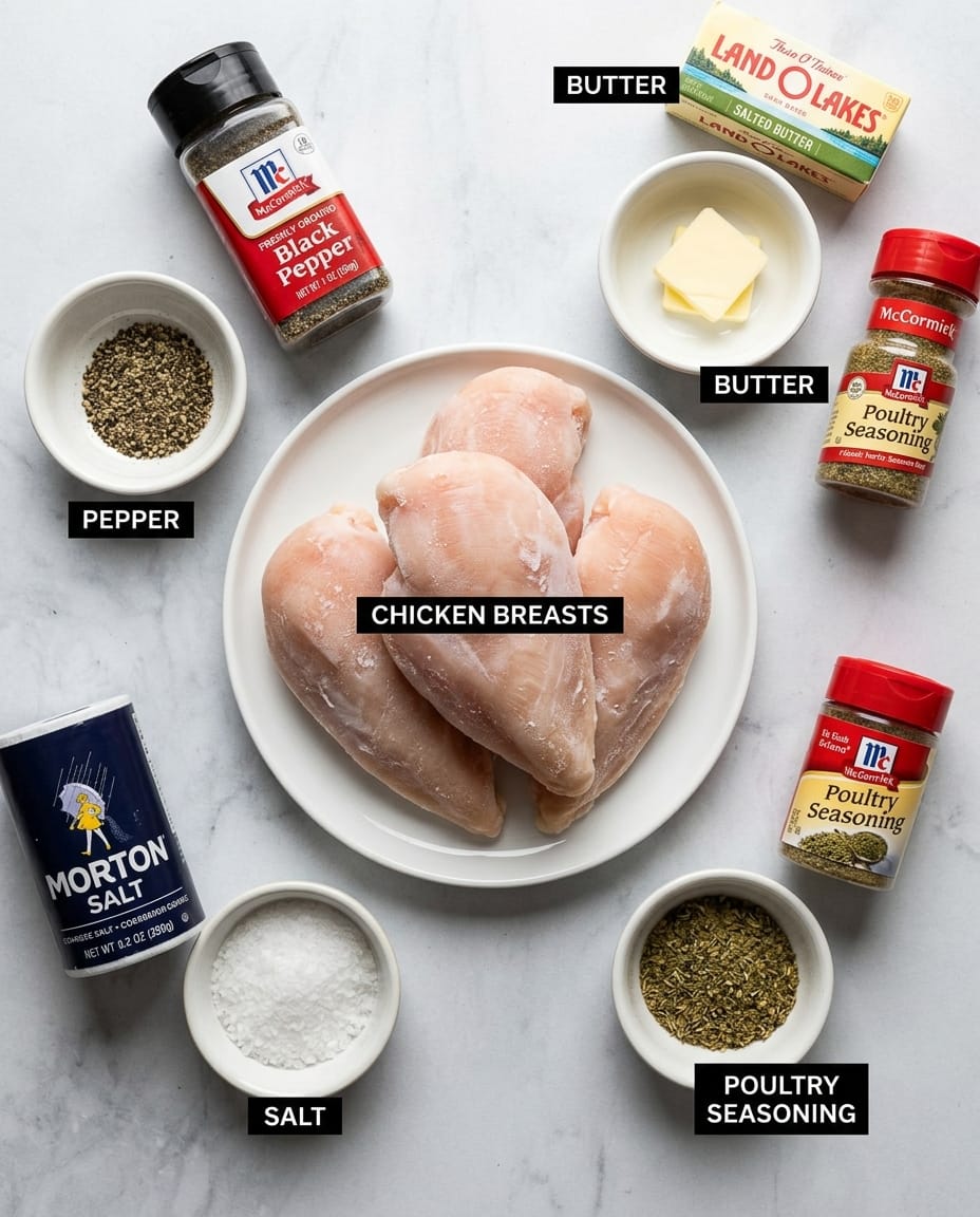 Ingredients for Frozen Chicken in Crock Pot (Actually Works!)