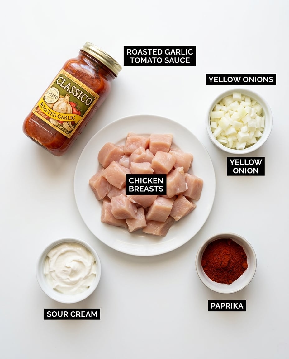 Ingredients for Slow Cooker Chicken Paprikash Recipe