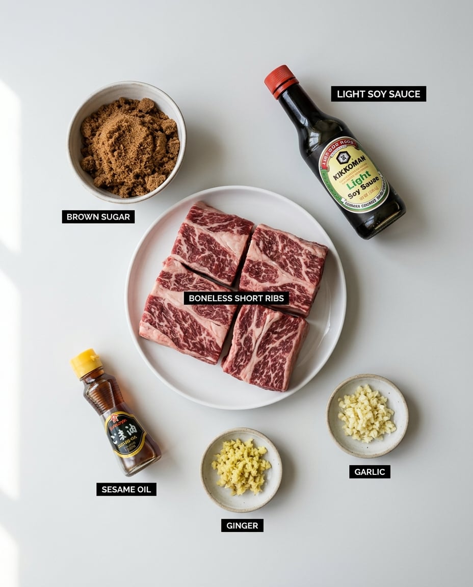 Ingredients for Slow Cooker Korean Short Ribs That Melt