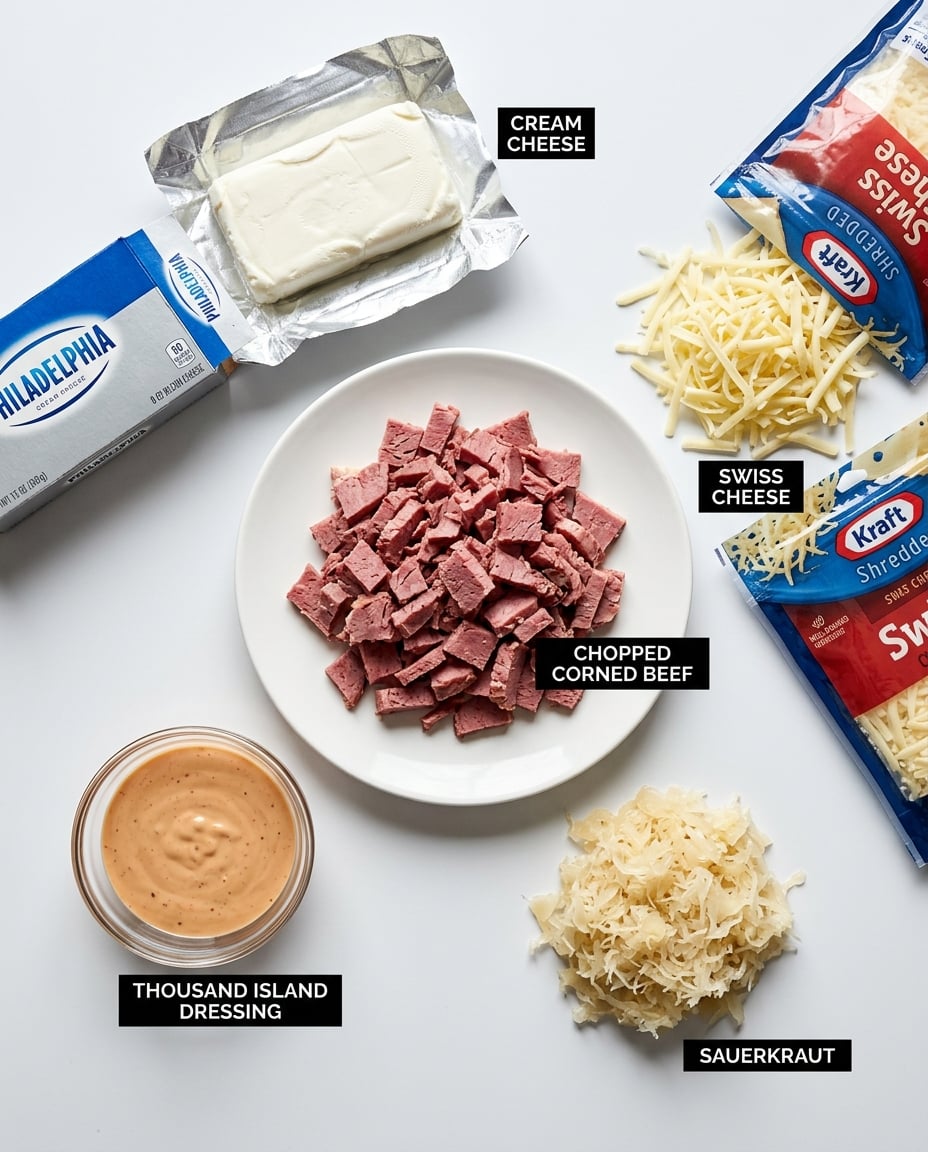 Ingredients for Slow Cooker Reuben Dip: Creamy & Easy